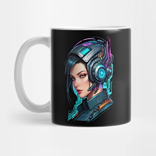 Cyberpunk Futuristic girl comic art design Mug